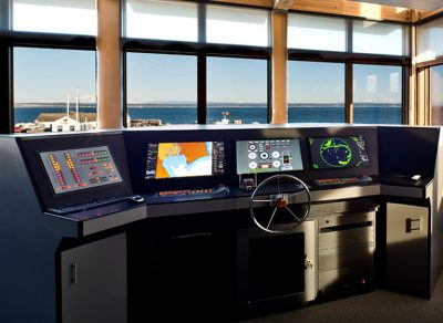 Pilothouse marine simulator at the Northwest Maritime Center in Port Townsend, WA